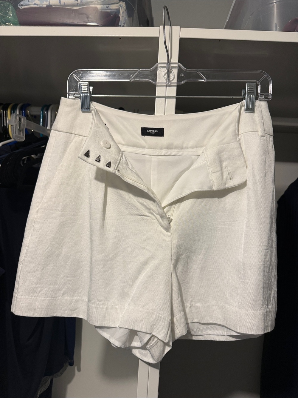 Express Women's White High-Rise Linen Blend Shorts